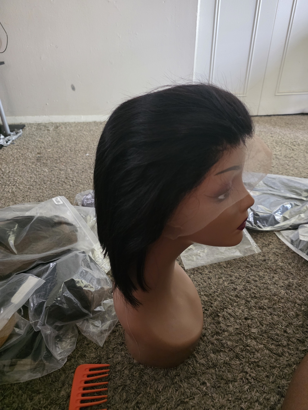 Black Short Straight Lace Front Wig - Lightweight Women Hair